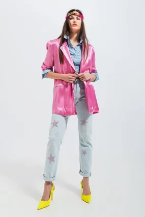 Q2 - Original Satin Blazer in Pink
