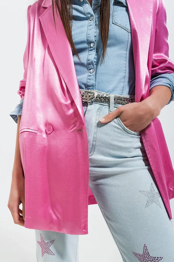 Q2 - Original Satin Blazer in Pink