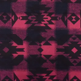 Red-Brown-Navy Tribal Printed Cotton Check Dobby Woven Fabric