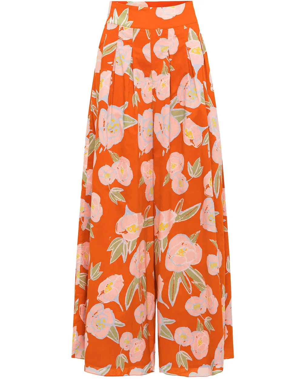 Red Peonies Wide Leg Caro Pant
