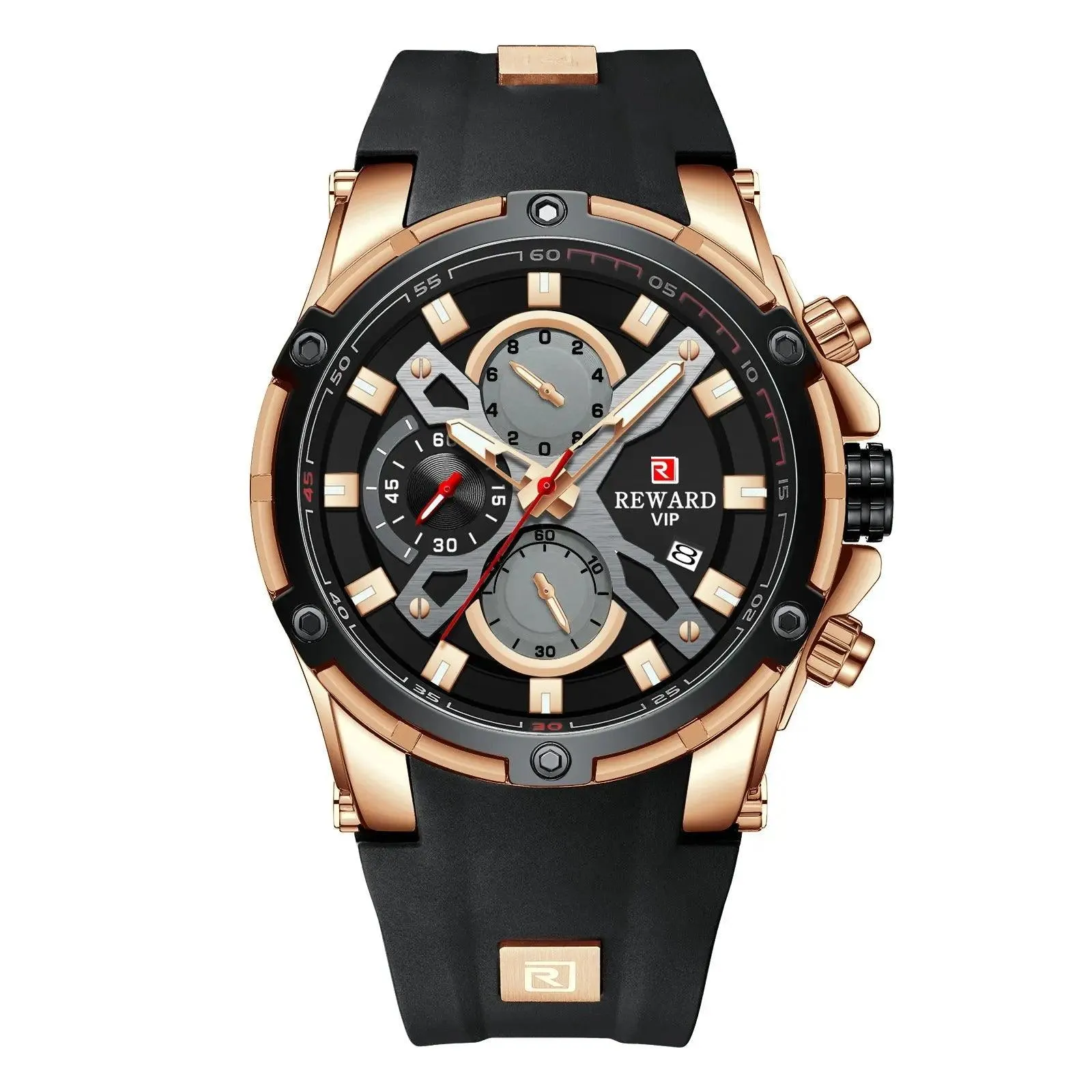 REWARD VIP Men's Watch Calendar Watch Tape watch Quartz Watch Six Pin Watch Sports Men's watch