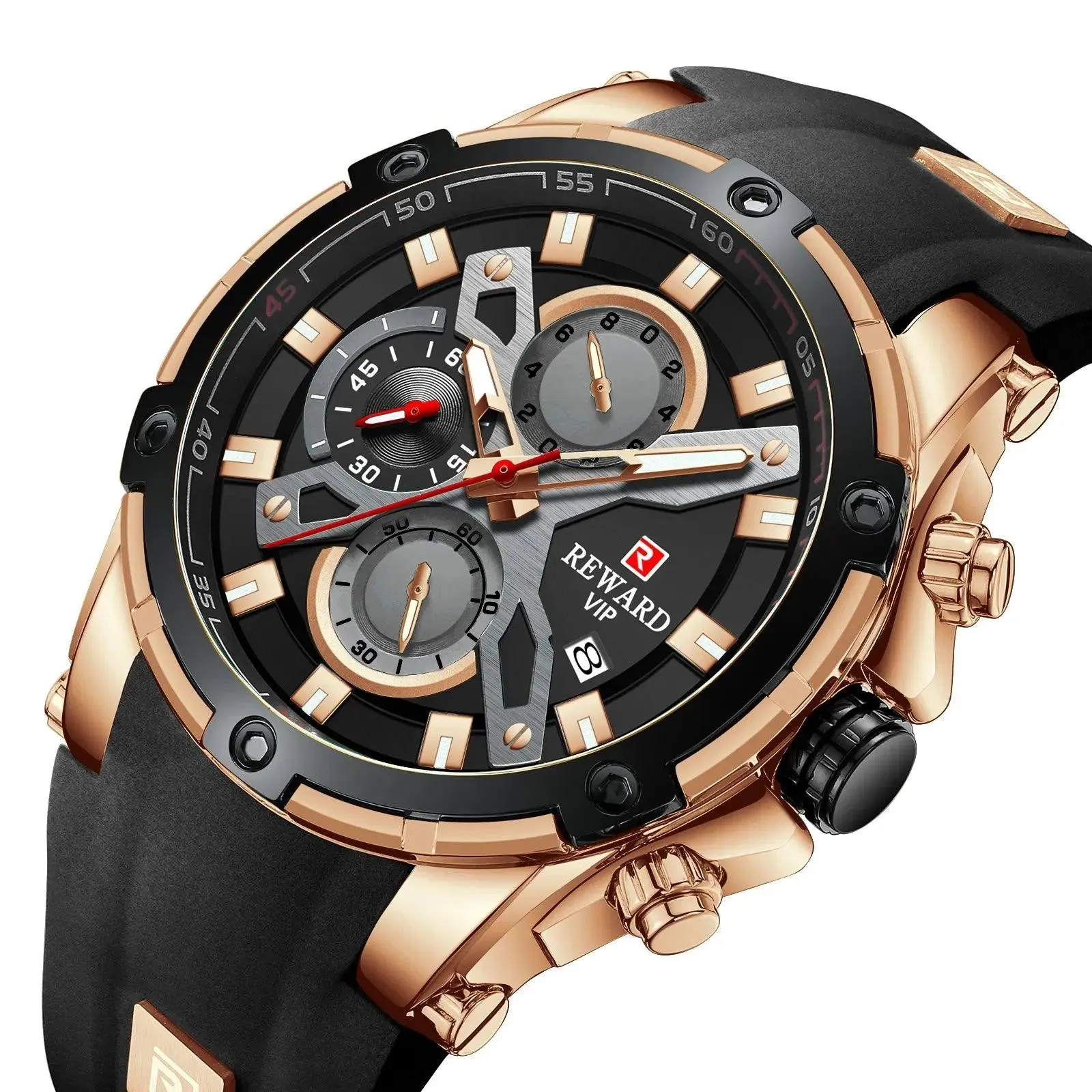 REWARD VIP Men's Watch Calendar Watch Tape watch Quartz Watch Six Pin Watch Sports Men's watch