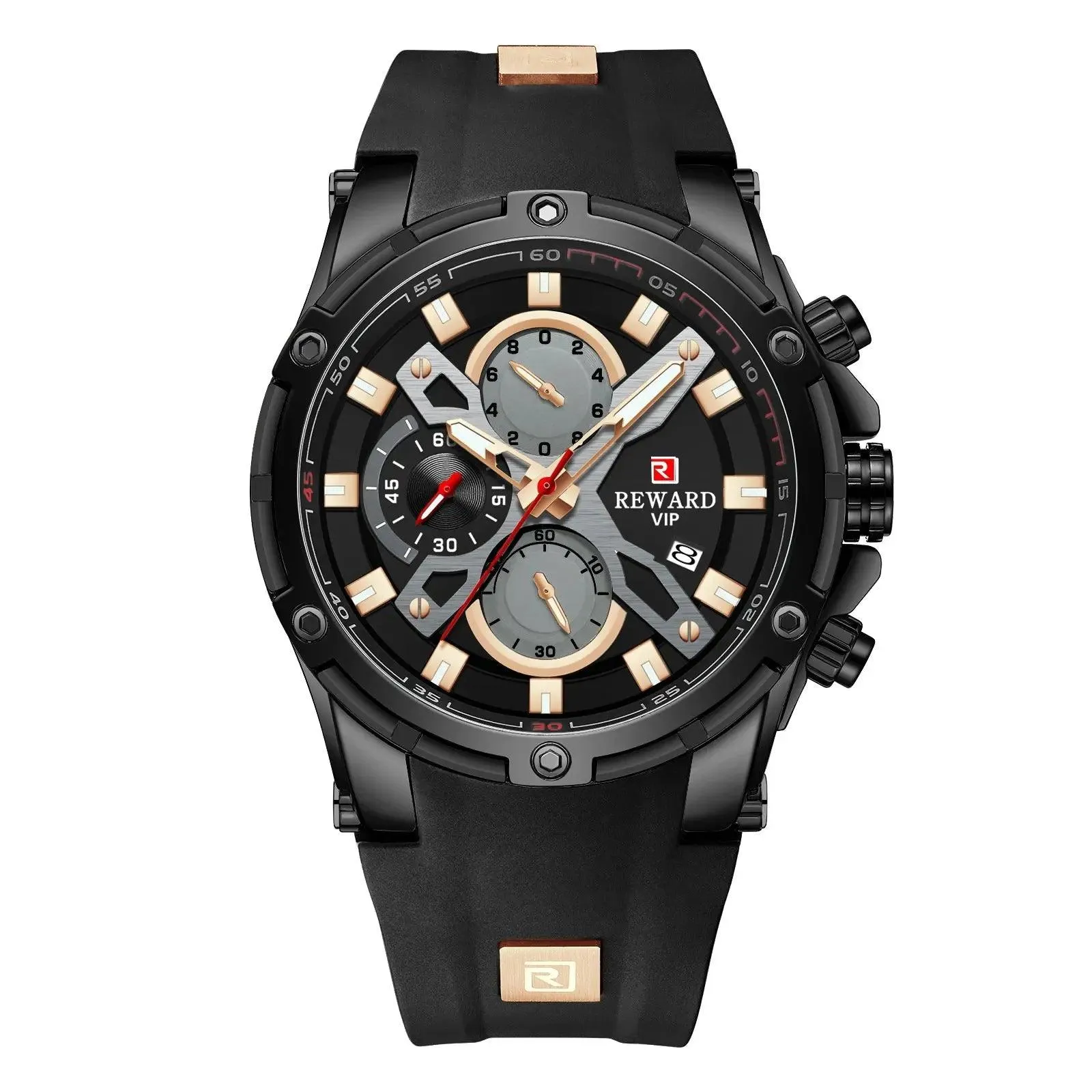 REWARD VIP Men's Watch Calendar Watch Tape watch Quartz Watch Six Pin Watch Sports Men's watch