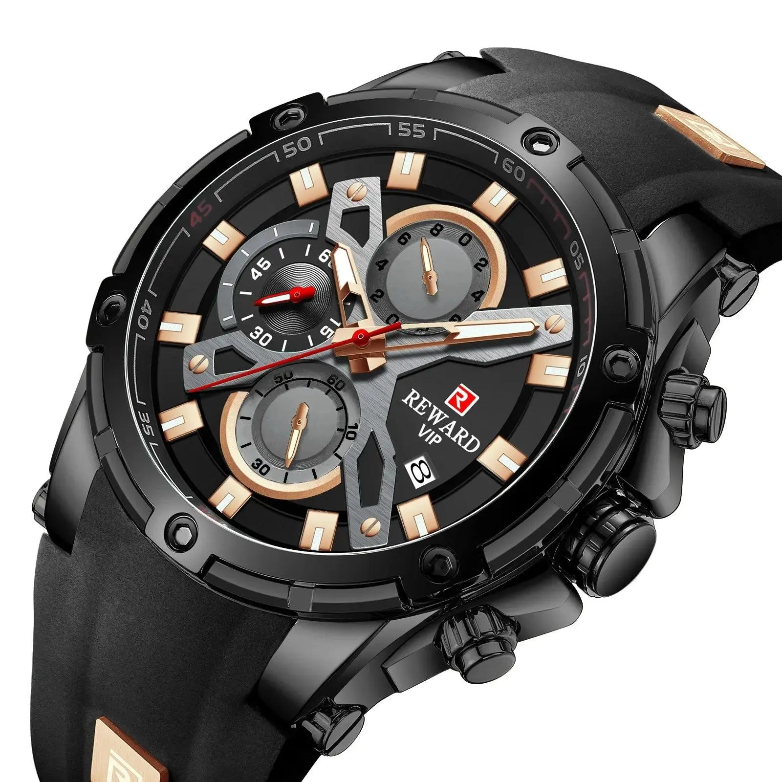 REWARD VIP Men's Watch Calendar Watch Tape watch Quartz Watch Six Pin Watch Sports Men's watch