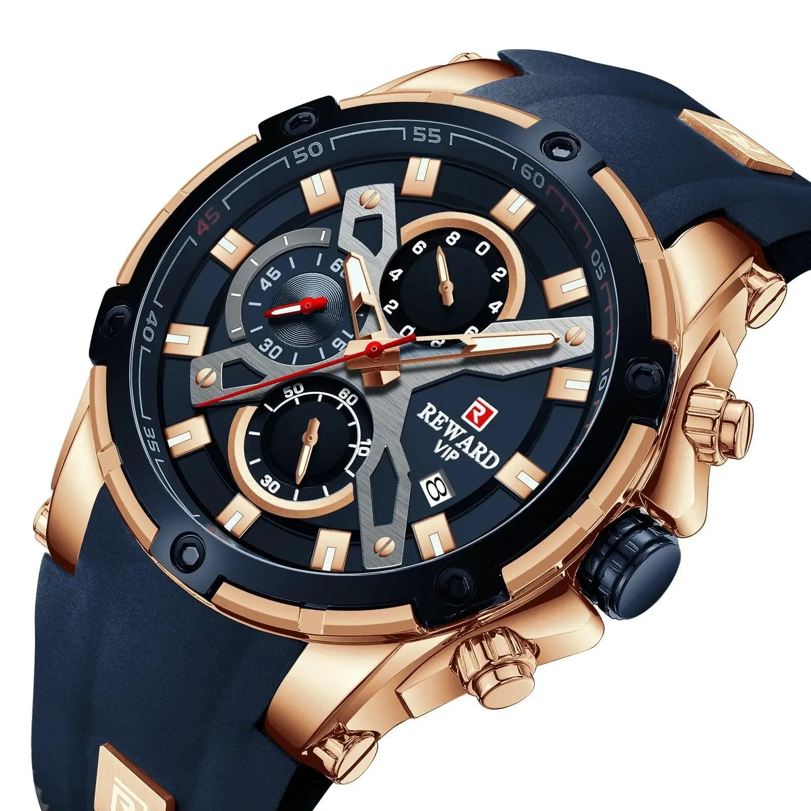 REWARD VIP Men's Watch Calendar Watch Tape watch Quartz Watch Six Pin Watch Sports Men's watch