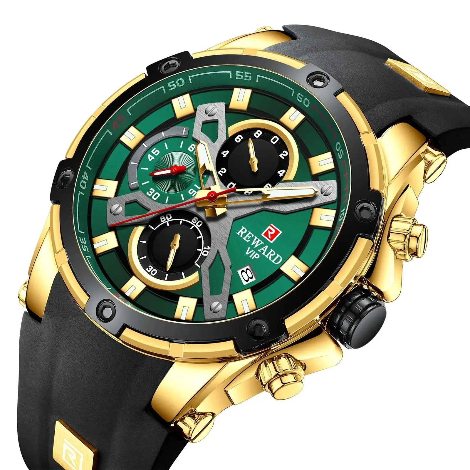 REWARD VIP Men's Watch Calendar Watch Tape watch Quartz Watch Six Pin Watch Sports Men's watch