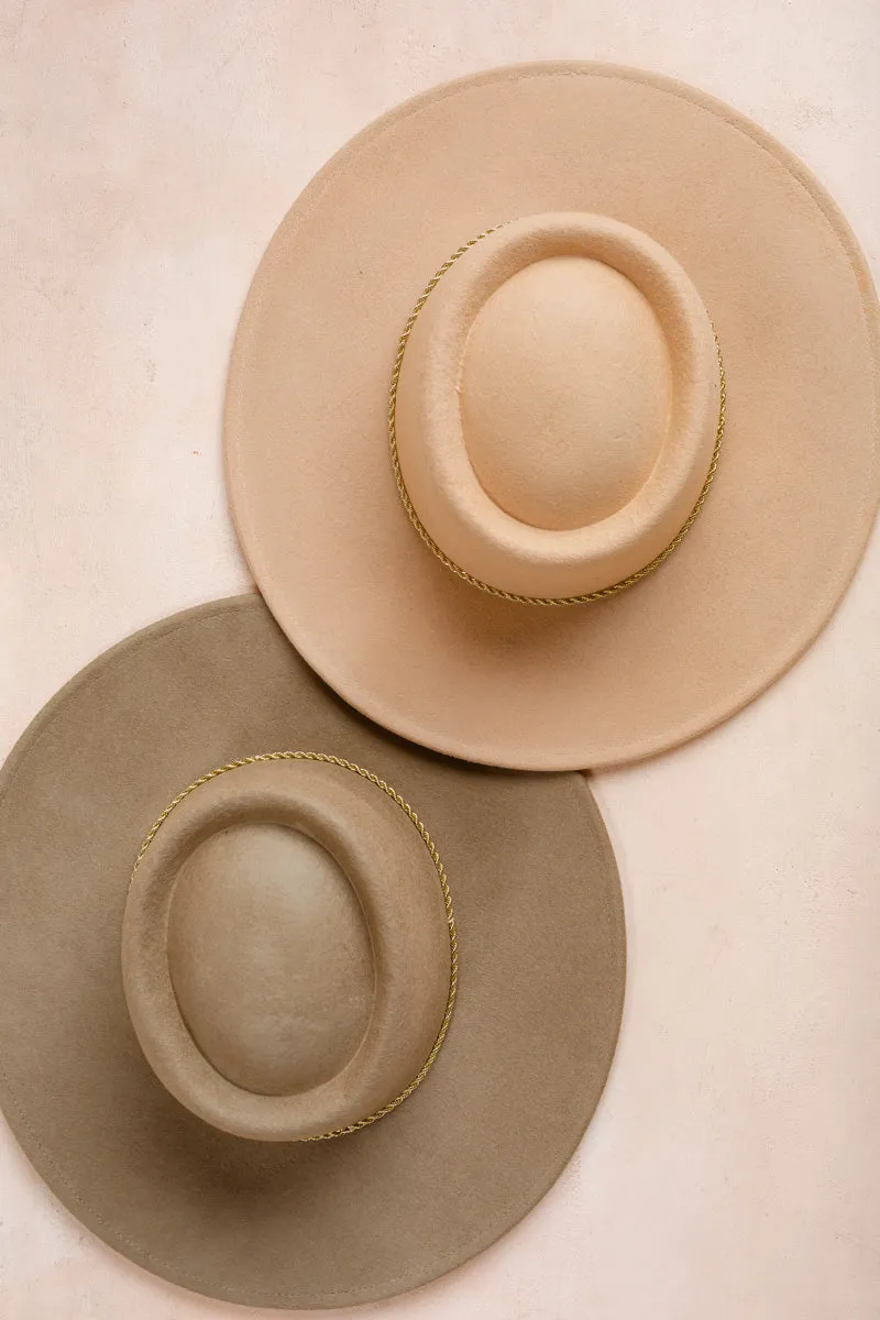 Sarah Wide Brim Hat with Twisted Chain