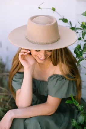 Sarah Wide Brim Hat with Twisted Chain