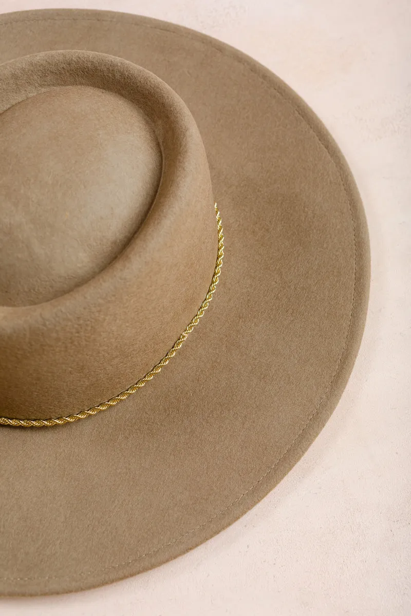 Sarah Wide Brim Hat with Twisted Chain