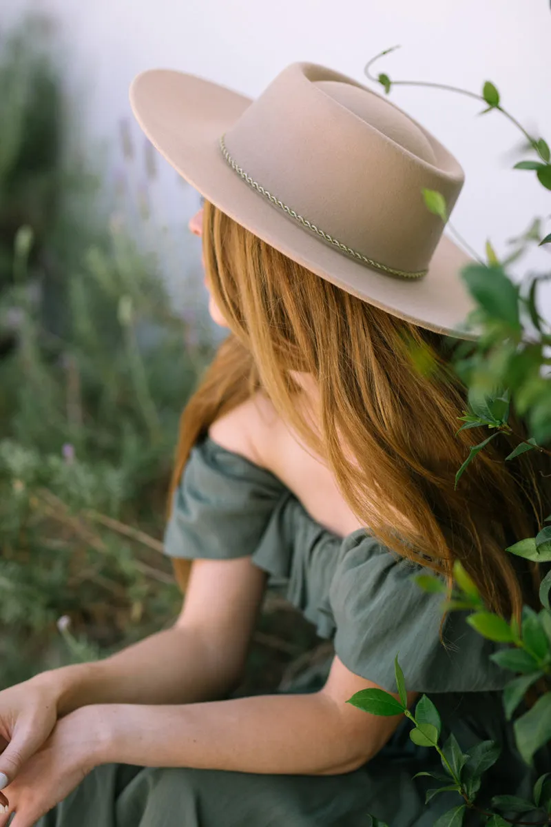 Sarah Wide Brim Hat with Twisted Chain