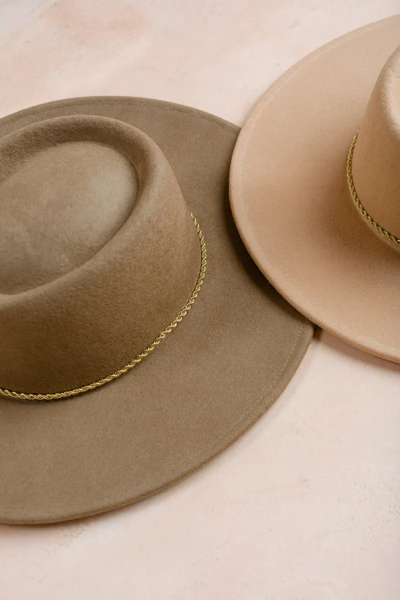 Sarah Wide Brim Hat with Twisted Chain