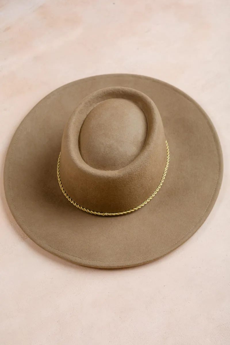 Sarah Wide Brim Hat with Twisted Chain
