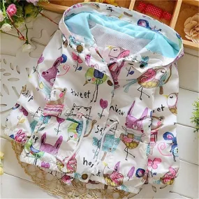 Spring 2018 New Cotton Baby Girls Coat Spend Three Flowers Lollipops Dot Jacket Cardigan Kids Children Clothing Autumn