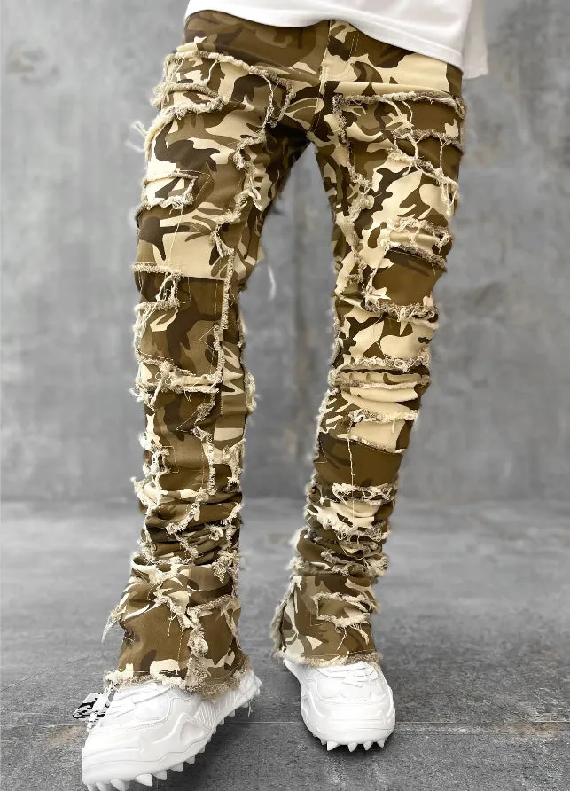 Street Style Patched Stacked Jeans - GlamzLife