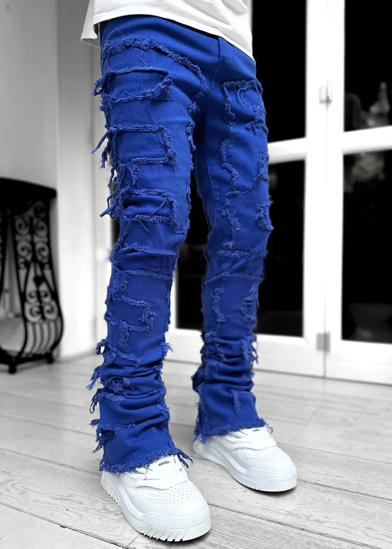 Street Style Patched Stacked Jeans - GlamzLife