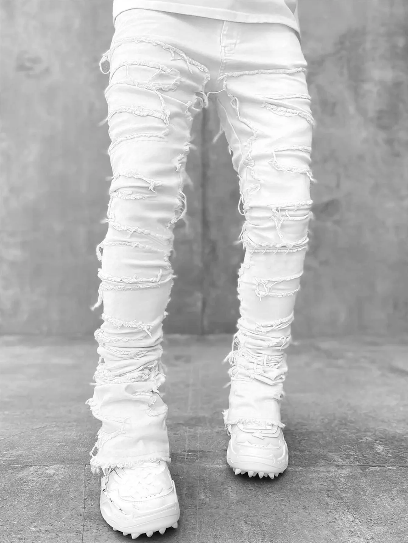 Street Style Patched Stacked Jeans - GlamzLife