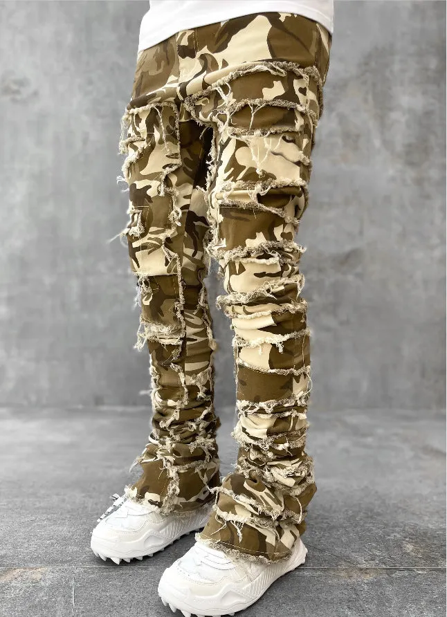 Street Style Patched Stacked Jeans - GlamzLife