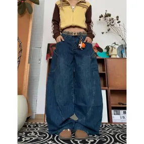 TAVIMART  -  Autumn Women's Casual Solid Harajuku Jeans Y2K Wide Leg Baggy Punk Denim Trouser Vintage Aesthetic Emo Loose Washed Pants