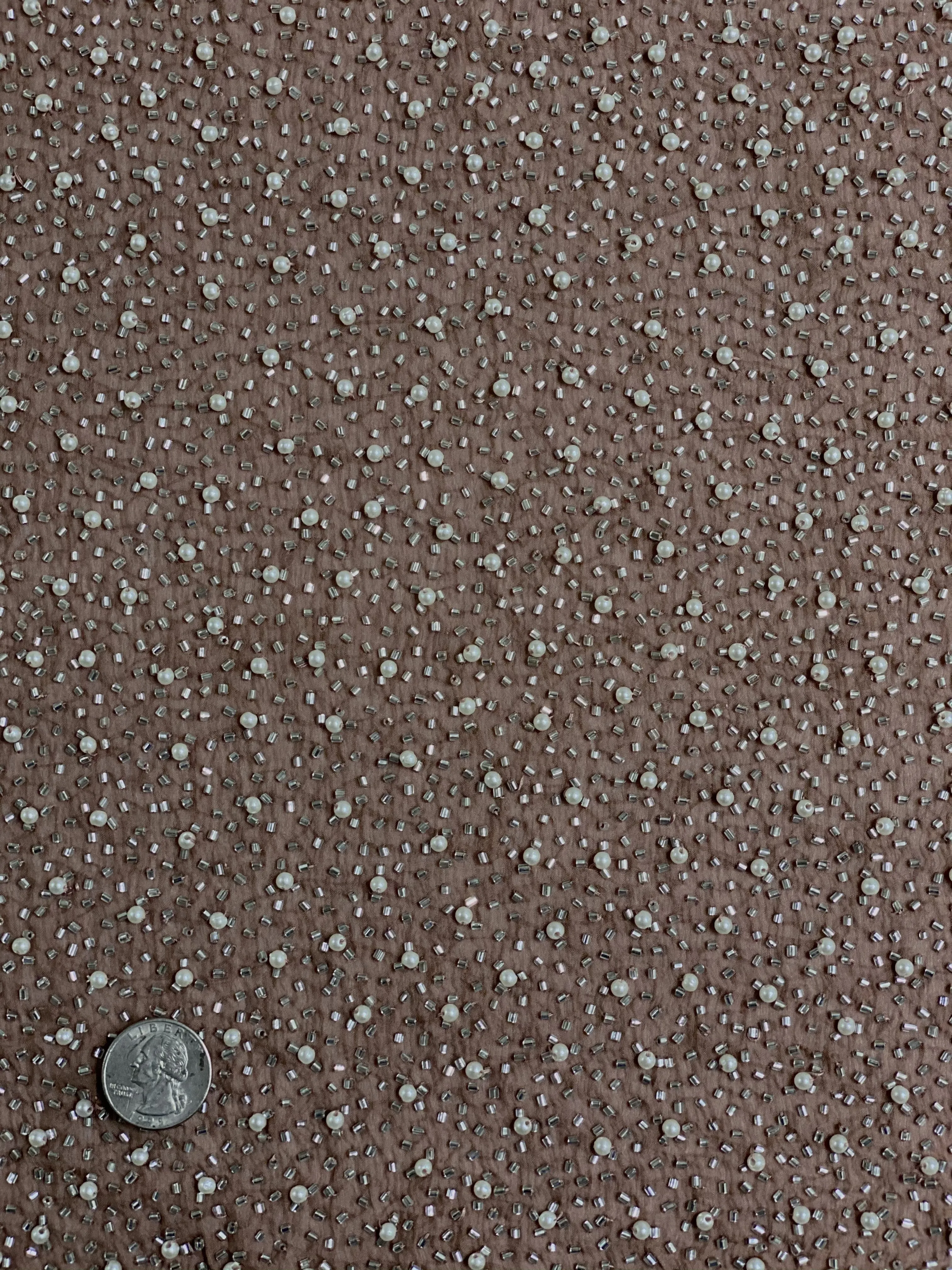 Tawny Birch Sequin & Beads On Silk Chiffon JEC-011-29 Fabric