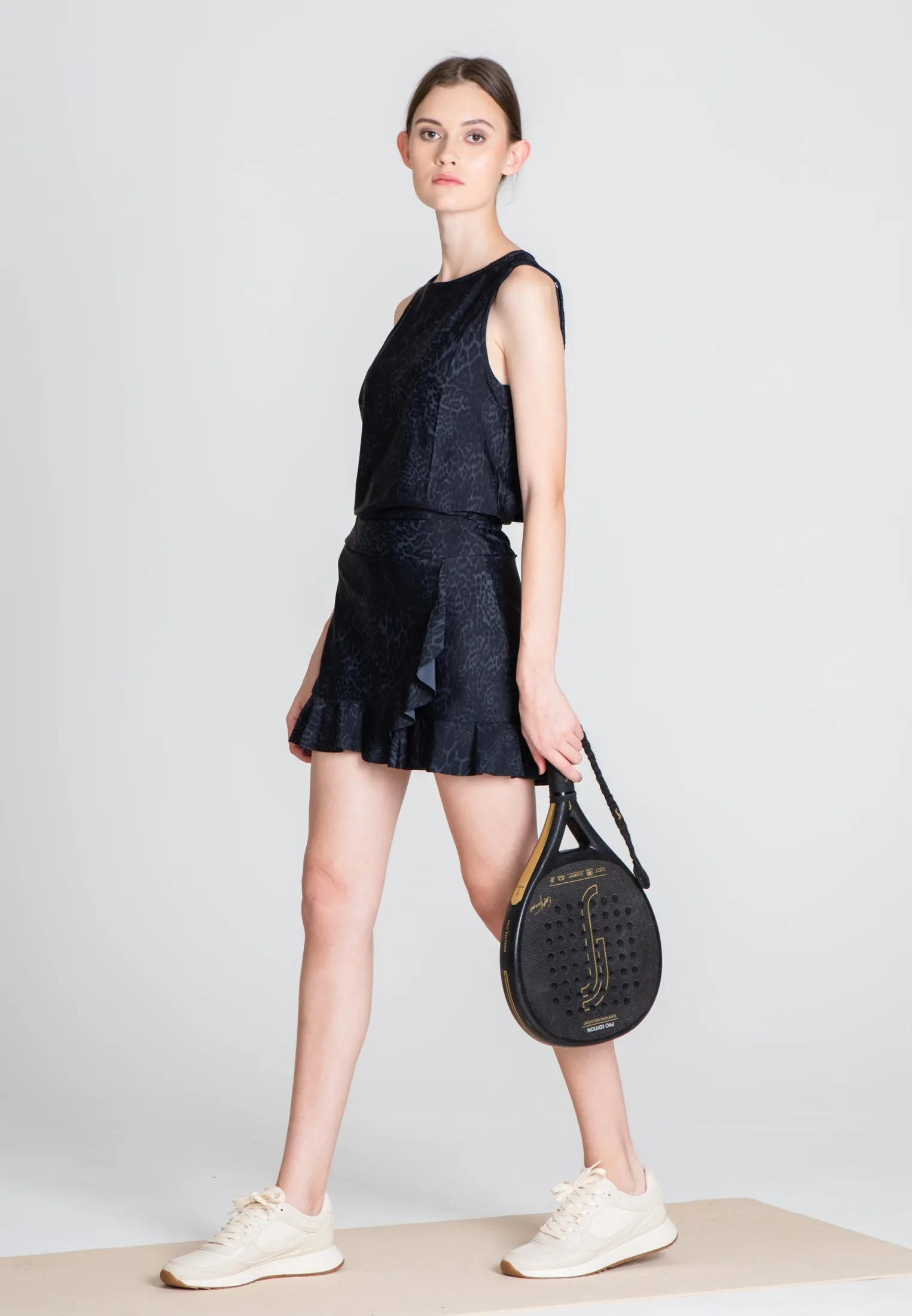 The Flounce Tennis Skirt - Grey Leo