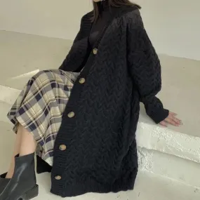Vintage Twisted Casual Long Knit Cardigan