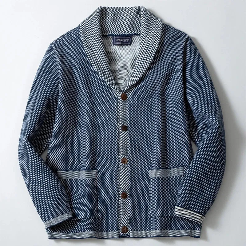 Wiaofellas  -  Vintage Jacquard Thickness Sweater Coats Winter Male Knitted Stitch Pockets Outwear Men's Long Sleeve Button Slim Jackets