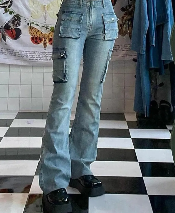 Wjczt Tawnie Printed Baggy Y2K Jeans Women's Low Waist jeans Autumn Winter Oversize Wide Leg Baggy Pants Casual Cargo Trousers