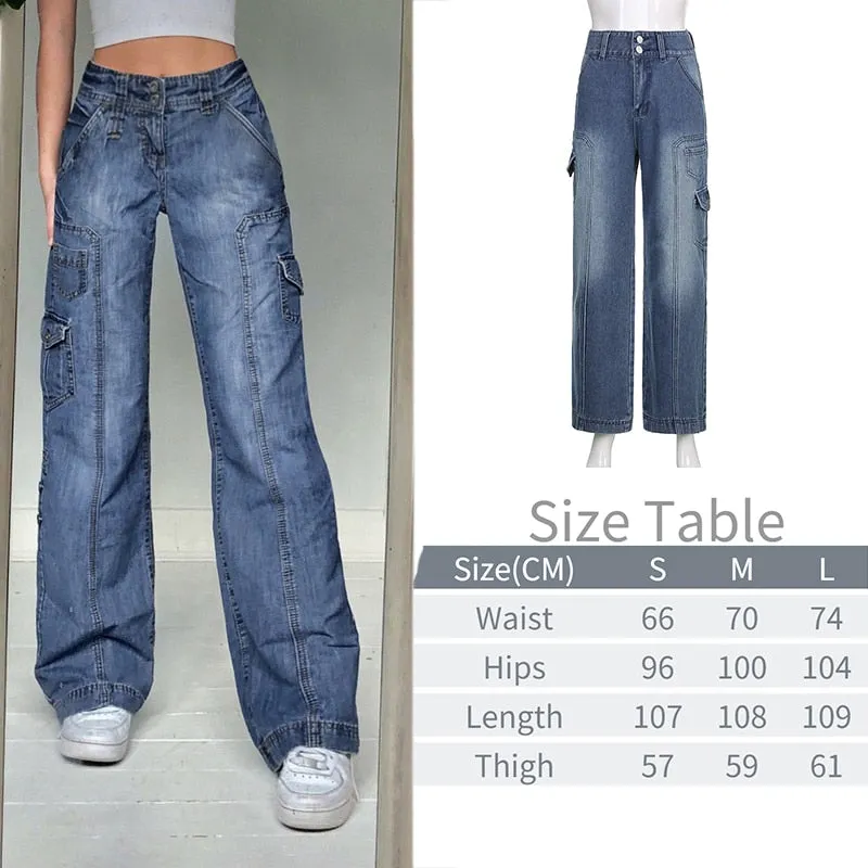 Wjczt Tawnie Printed Baggy Y2K Jeans Women's Low Waist jeans Autumn Winter Oversize Wide Leg Baggy Pants Casual Cargo Trousers