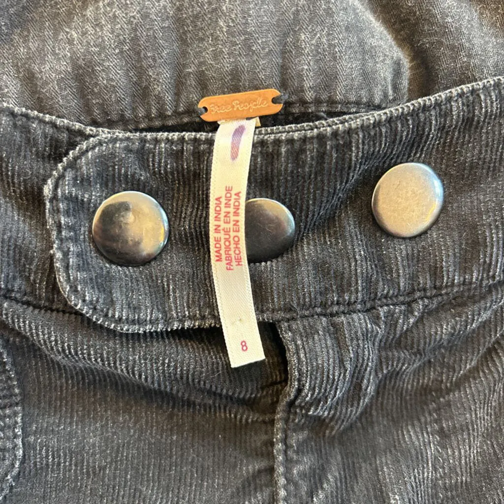 women Free People Women's NWOT Free People High Gear Moto Pants Black Corduroy Size 8 Black Pants 8