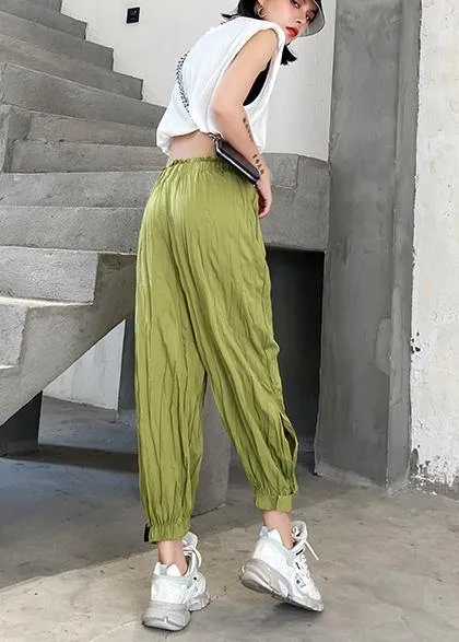 Women's casual trousers summer green thin section loose  thin harem beam feet pants