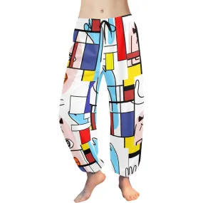 Women's Mondrian Boho Evil Eye Patchwork Harem Pants