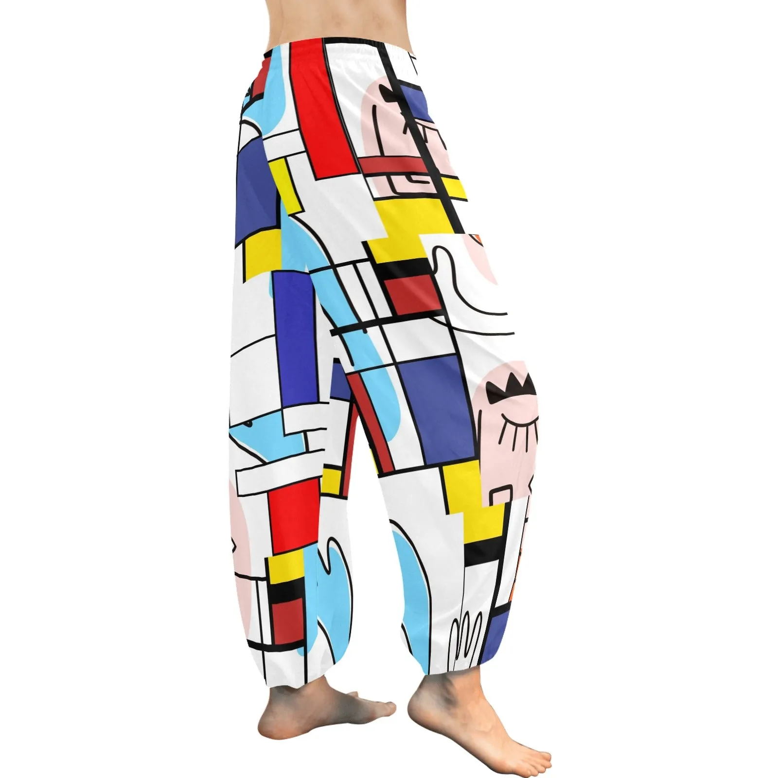 Women's Mondrian Boho Evil Eye Patchwork Harem Pants