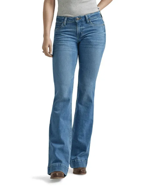 Wrangler Retro Women's Mae Eva Mid Rise Wide Leg Trouser Jean 112346617