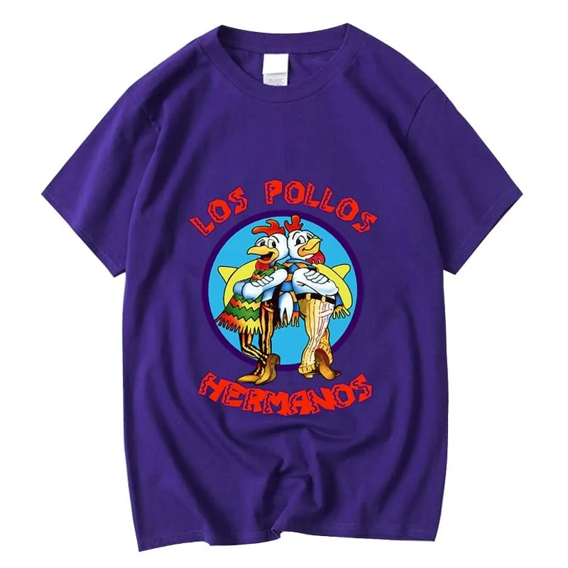 XIN YI Men&#39;s high quality t-shirt100%cotton Breaking Bad LOS POLLOS Chicken Brothers printed casual funny tshirt male tee shirts