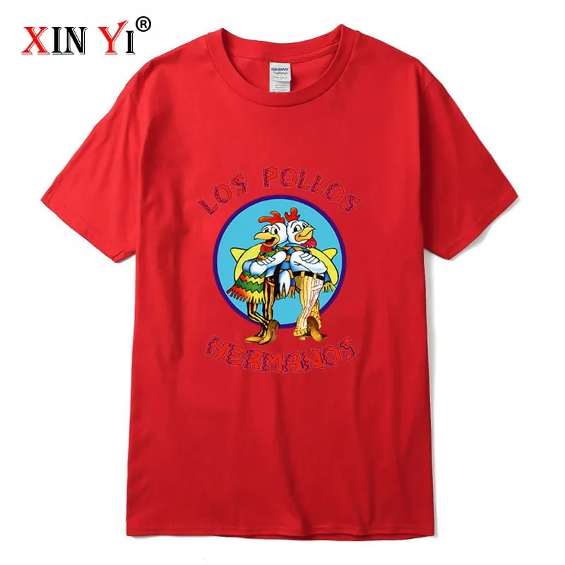 XIN YI Men&#39;s high quality t-shirt100%cotton Breaking Bad LOS POLLOS Chicken Brothers printed casual funny tshirt male tee shirts